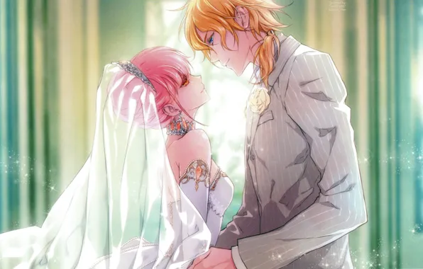 Picture neckline, Diadema, veil, wedding, wand of fortune, lulu, visual novel, almost kiss