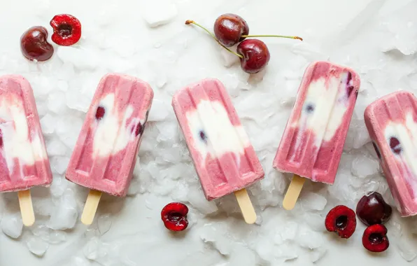 Picture ice, cherry, ice cream, fruit, dessert