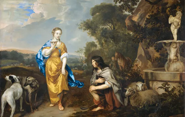 Oil, picture, canvas, Johannes Mytens, Portrait Of A Young Couple
