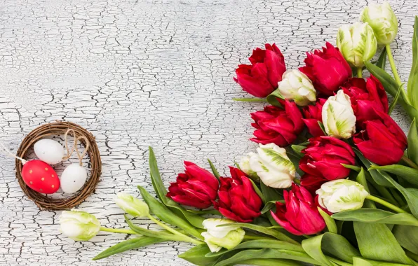 Holiday, eggs, Easter, socket, tulips