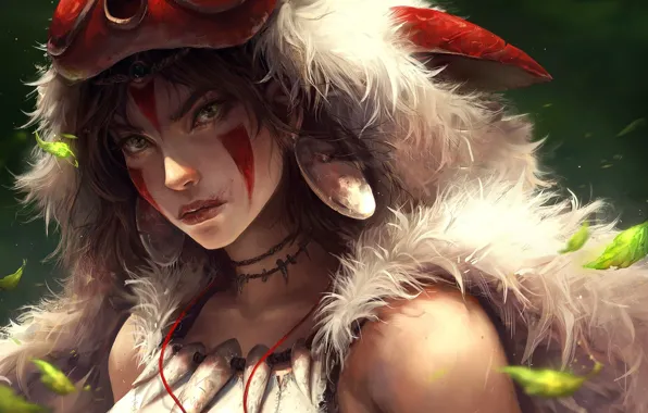 Picture look, girl, anime, art, San, mononoke hime