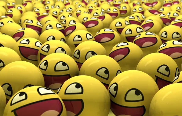 Yellow, balls, smiles