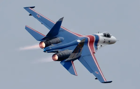 The sky, flight, fighter, Su-27