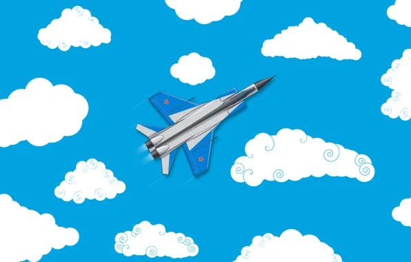 Clouds, Minimalism, The plane, Fighter, Russia, Art, The view from the top, The Russian air …
