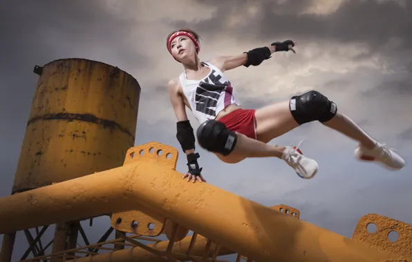 Wallpaper girl, jump, Asian