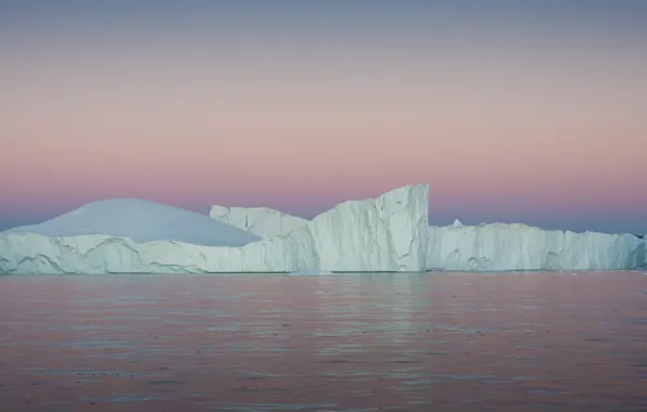 Ocean, sunset, iceberg