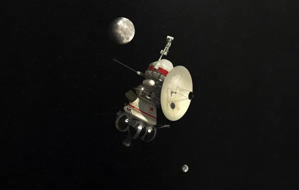 Space, stars, satellite, art, space, USSR, USSR, probe