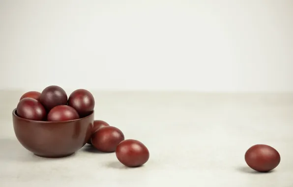 Table, background, holiday, eggs, spring, Easter, bowl, painted