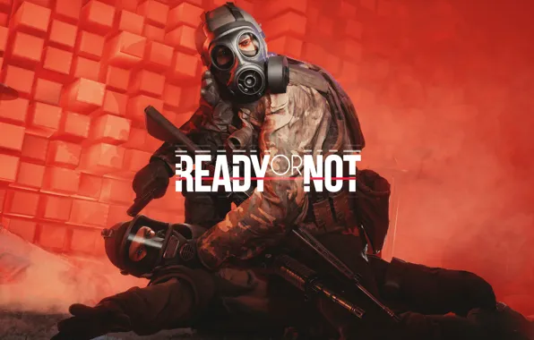 Picture Ready Or Not, the game, red background, soldiers