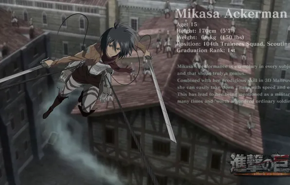 Text, street, exercises, swords, the invasion of the giants, Shingeki no Kyojin, Mikasa Ackerman, drive