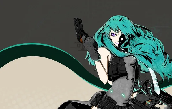 Gun, Hatsune Miku, Art, Vocaloid