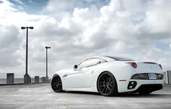White, the sky, clouds, Ferrari, white, Ferrari, CA, California
