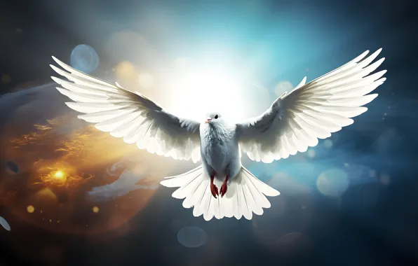 White, flight, bird, dove, AI art, neural network, The dove of peace