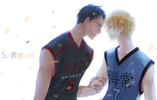 Picture anime, guys, shackle, sweat, blonde, Kise Ryouta, kuroko's basketball, Kuroko from Basket