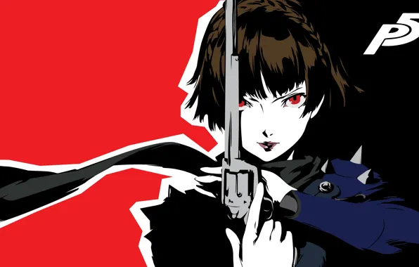 Picture look, girl, gun, Person 5, Persona 5