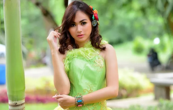 Picture look, dress, Asian, cutie, Sandra Yunita