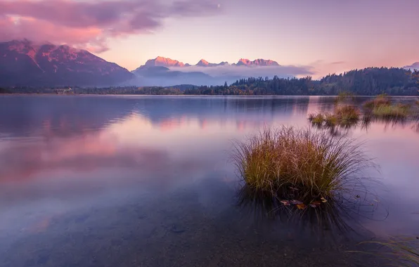 Germany, sunset, lake, Barmsee