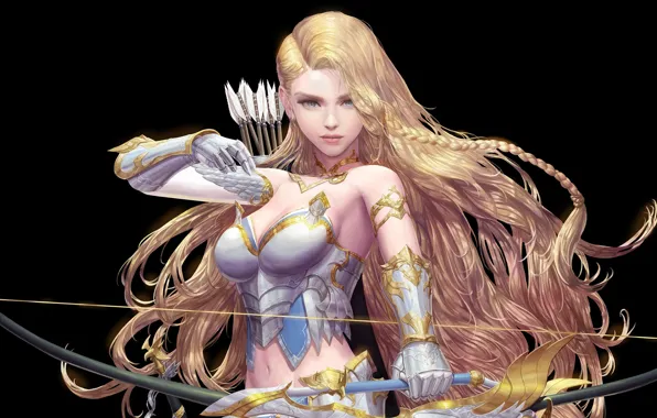 Girl, armor, bow, arrows