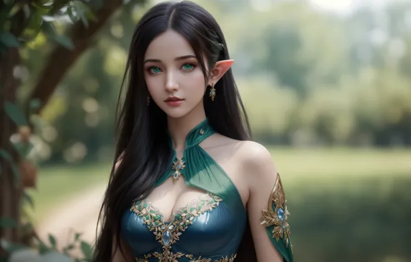 Girl, fantasy, nature, art, elf, digital art, fantasy art, fantasy girl