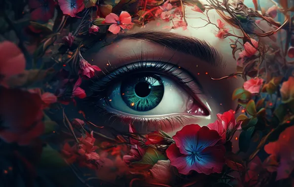 Eyes, girl, eyes, digital painting, digital art, AI art, neural network, the art of artificial …