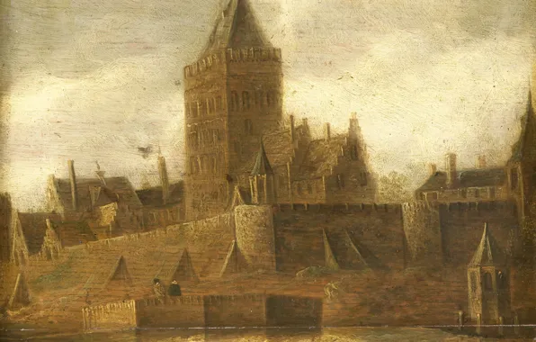 Picture oil, tower, picture, Jan van Goyen, Jan van Goyen, 1650, View Valkhof in Nijmegen