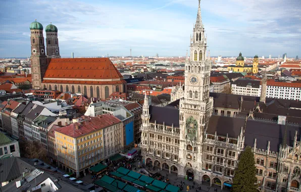 Picture the sky, tower, home, Germany, Munich, area, Church, panorama