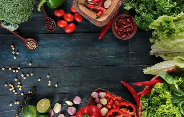 Pepper, vegetables, tomato, parsley, salad, garlic, LYM
