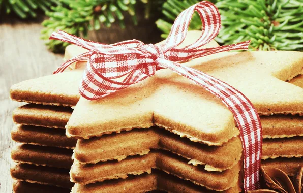 Tree, cookies, bow, stars, star anise