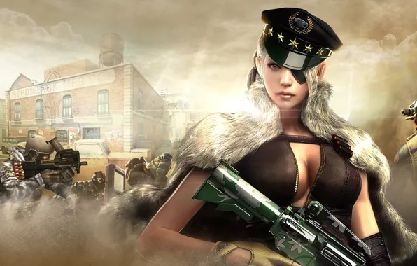 Battlefield, girl, game, soldier, war, pretty, fight, cap