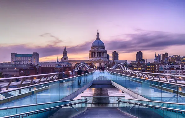 Picture bridge, England, London, Millenium, St. Paul's Cathedral