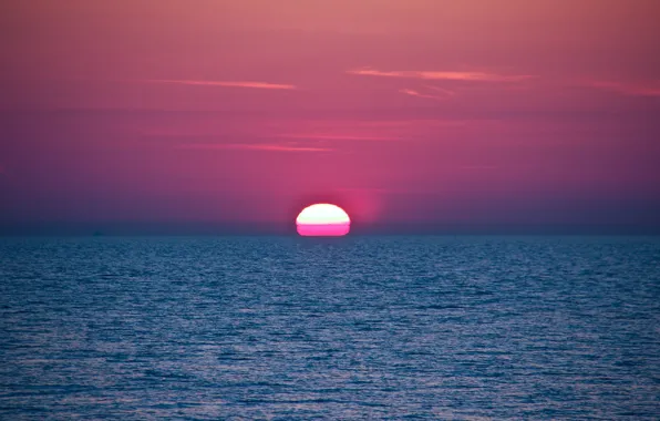 Picture sea, the sky, the sun, sunset, glow