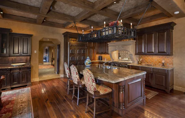 Wallpaper design, Villa, interior, kitchen, AZ, colonial style, Scottsdal
