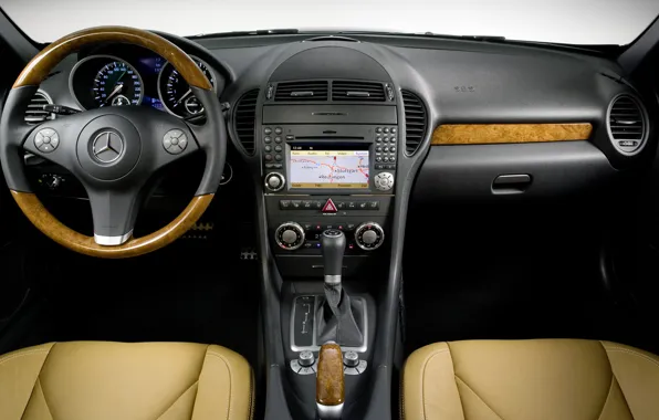 Mercedes-Benz, the wheel, salon, dashboard, SLK