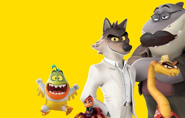Picture Movies, Cartoon, Poster, Animation movies, 2025 Movies, Yellow background, The Bad Guys 2
