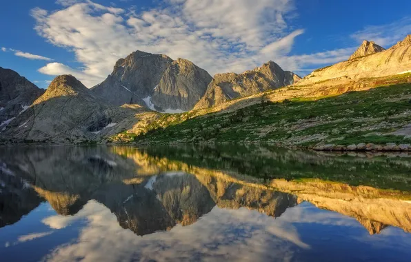 Landscape, mountains, lake, reflection