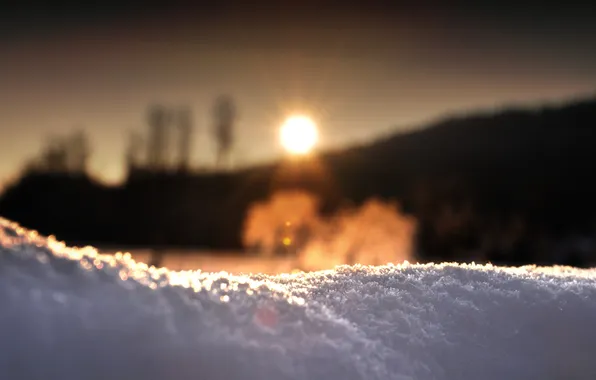 Winter, the sun, snow, morning, the snow, cold, evaporation, sparkles