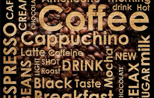 Picture labels, coffee, coffee beans, coffee, espresso, drink hot, cappuchino, latte