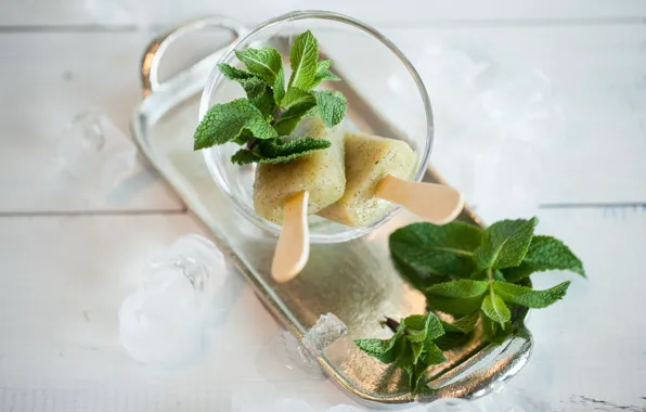 Picture ice, ice cream, mint, dessert