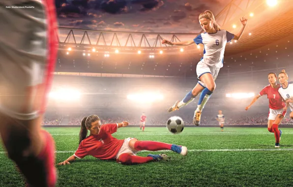 Picture Girls, The ball, Football, Stadium, Women's football