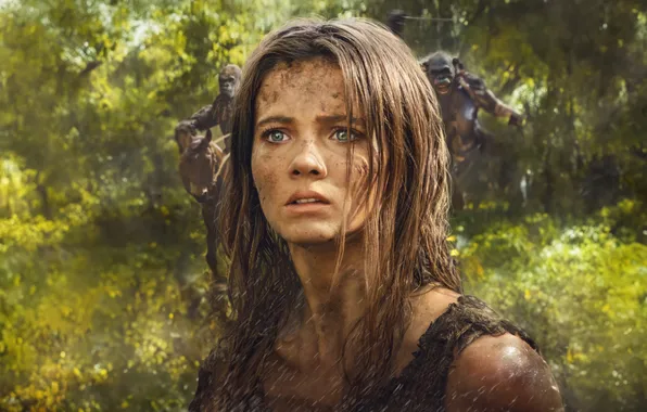 Girl, fiction, the film, frame, jungle, monkey, Freya Allan, Freya Allan