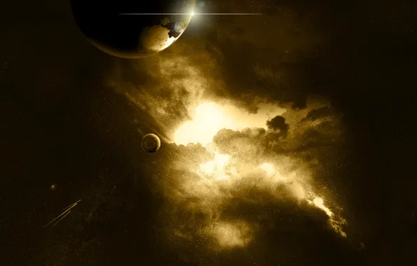 Space, stars, space, planet