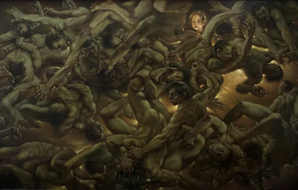 Girl, green, Men, KonstantinDverin, twisted