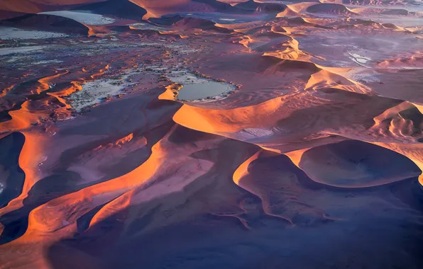 Hills, desert, dunes, Africa, Namibia, Sands, relief, craters