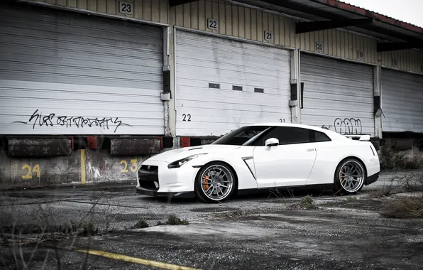 Picture white, composition, Nissan, white, GT-R, Nissan