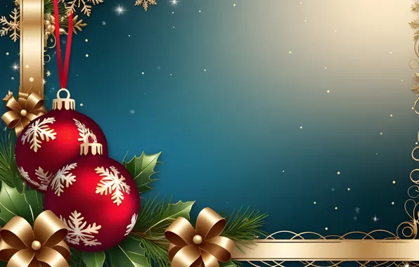 Stars, balls, snowflakes, branches, tape, pattern, graphics, frame