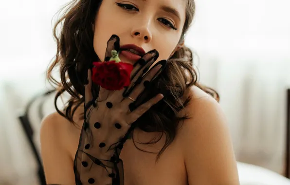 Model, rose, portrait, Diana, Roman Petrov