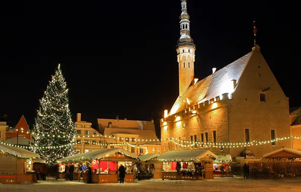 Lights, tree, home, Christmas, Estonia, Tallinn, Tallinn, market