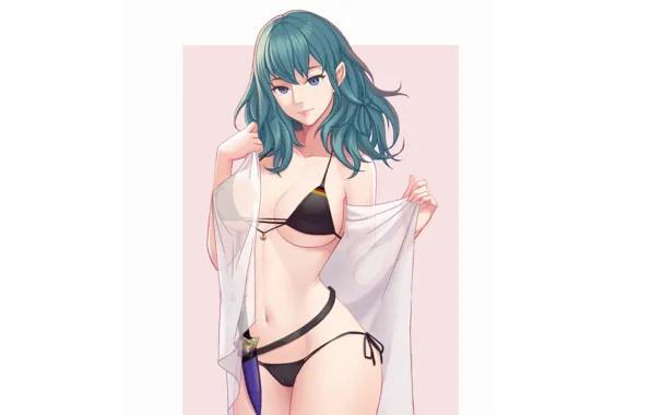 Picture sexy, anime, bikini, Undressing, Gitl, green haired