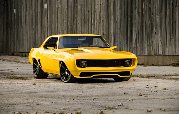 Chevrolet, 1969, Camaro, Front, Yellow