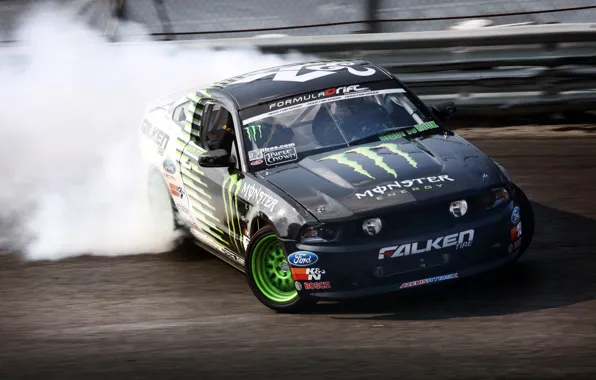 Mustang, skid, Ford, drift, Drift, Ford Mustang, Monster Energy, formula drift